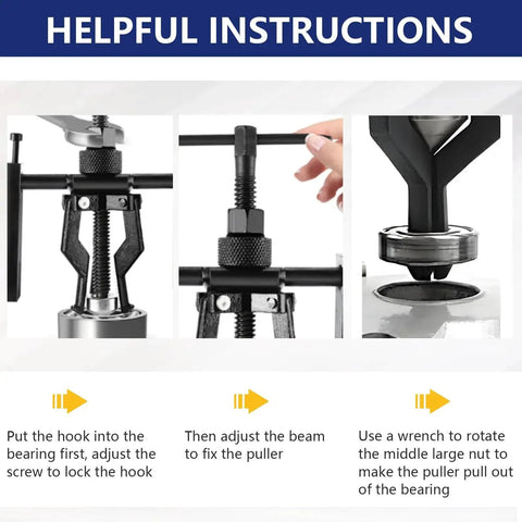 3 Jaw Inner Bearing Puller Gear Extractor instructions for motorcycle car SUV use with carbon steel and uniform pressure pulling method