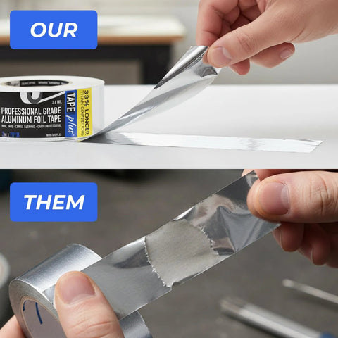 TapePlus aluminum foil tape for HVAC, 2 in x 70 yd, silver, heat resistant to 250°F for duct sealing