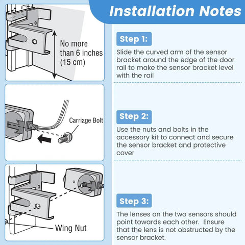 Installation steps for Garage Door Safety Sensor Replacement Kit 41A5034 For Openers Manufactured After 1997 Replaces 820CB