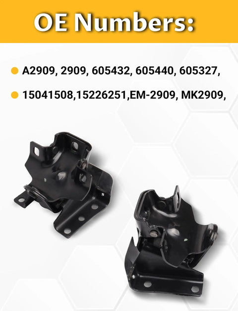 Left And Right Engine Motor Mounts Heavy Duty Direct Replacement For 1999 To 2006 Chevy Silverado Tahoe Sierra 1500 V8 4.8L 5.3L 6.0L OE Style A2909 A2909, two black mounts