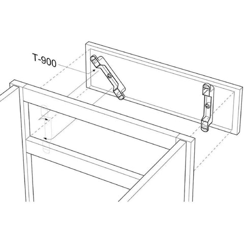 Diagram showing installation of False Front Cabinet Clips Set Of 2 With Screws for easy mounting of false drawer fronts on cabinets.