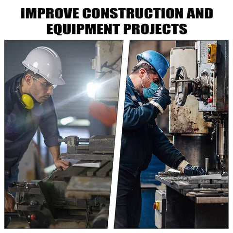 Workers using lathe machines and equipment for precision metalworking indoors, wearing safety gear and helmets