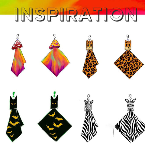 Animal Print Double Sided Microfiber Glasses Cloths Keychain Set 4 Pieces displaying various colorful designs.