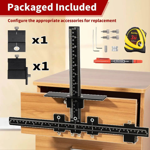 Seven Piece Cabinet Hardware Jig Tool Set With Pro Grade All Aluminum Alloy Build for drawer fronts and pulls installation