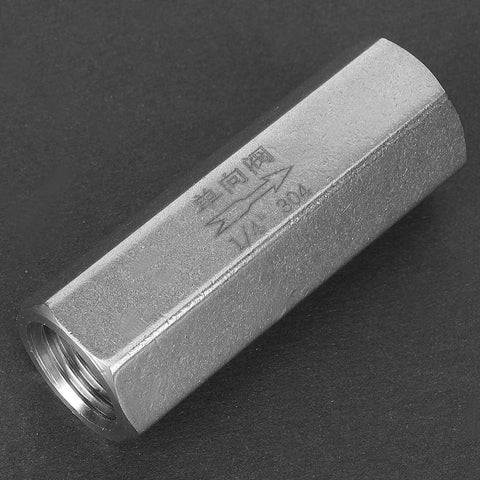 Air check valve, stainless steel hex body with BSPP female thread, 1/4 in, one-way