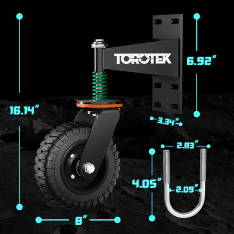 8 Inch Gate Wheel With 360 Degree Rotation And Spring Loaded Casters Heavy Duty 600lb Capacity For Metal Tube Or Wooden Gates