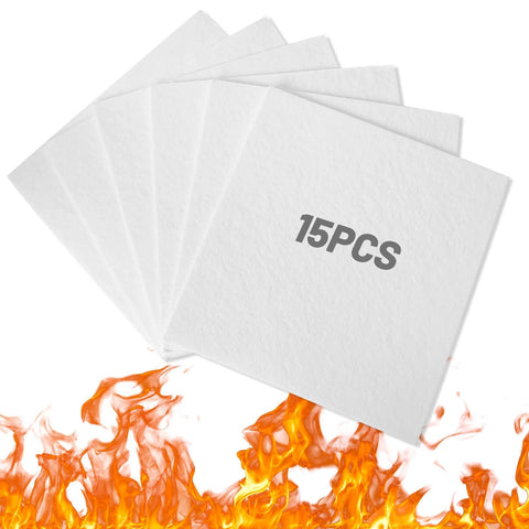 UCandy 15-pack ceramic fiber paper sheets, white, 11x12 in, 1/8 in thick, stove insulation gasket.