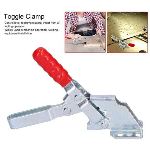 Beefy Quick Release Toggle Clamp For Vertical Hold Downs 230kg Capacity Model 12130 SM; front view showing metal body and red handle.