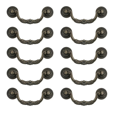 10 Pack Zinc Alloy Cabinet Drawer Pull Handles With Bronze Tone Finish 5 Inch Length 125mm arranged in rows