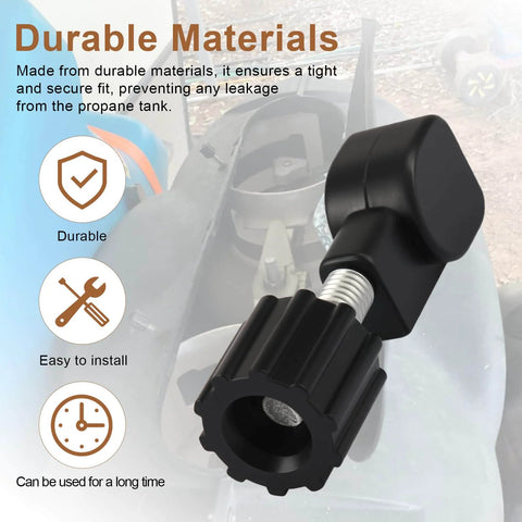 Close-up of a black thumb screw from the Thumb Screw And Nut Kit For RV Propane Tank Caps Compatible With 40543 Caps No Fuss Wing Nut Setup