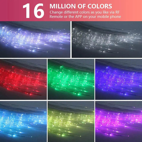 Car And Home Starlight Headliner Kit With 16W High Power RGBW Fiber Optic Lights displaying color variations