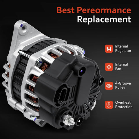 Plug And Play Alternator Replacement For Hyundai Elantra 2007 To 2012 2.0L L4, Kia Soul 2010 To 2011 2.0L, Spectra 2007 To 2009 2.0L L4
