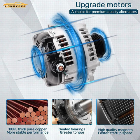 12V 100A High Output Alternator for 2010 2011 2012 2013 Mazda 3 2.0L L4 OE Replacement showing copper coils and magnets