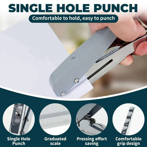 Heavy Duty Handheld Hole Puncher That's Built Tough With 0.12, 0.24, And 0.31 Inch Hole Sizes, 25 Sheet Capacity, Durable Metal Punch