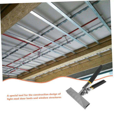 Hand Seamer With Straight Jaw Metal Bender Tool For Precision Bending and Flattening in HVAC Projects, with steel beams image