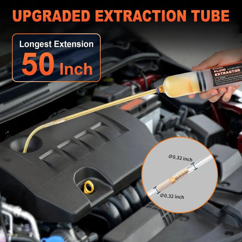 Using Automotive Fluid Extractor Pump With 32 Inch Hose 9 Inch Tubes Oil Change in engine bay