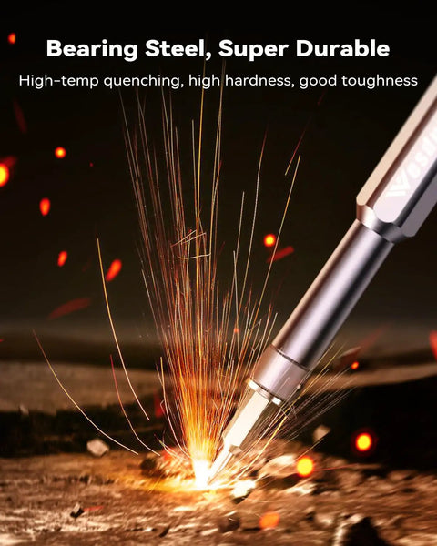 Steel bit of the 49in1 All In One Precision Screwdriver Set shows durability and high-temp quenching in action.