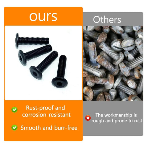 M6 x 25mm Flat Head Hex Socket Cap Screws 30 Pack, 304 Stainless Furniture Bolts Full Thread, Black Oxide Finish comparison.