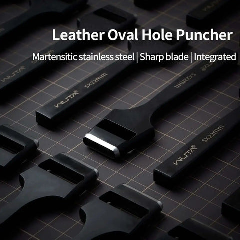Pro Grade Leather Oval Hole Puncher For Watch Bands And Leather Crafting 5x25mm Martensitic Stainless Steel on grid background