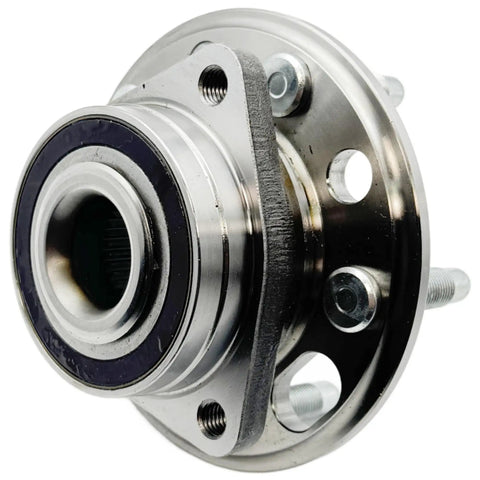 Front view of Beefed Up 2Pcs Front And Rear Wheel Hub Bearing Assembly With ABS 5 Lug Fits 2010 2020 Cars And SUVs Including Malibu Impala Equinox Terrain CTS XTS Lacrosse Regal Saab 9 5
