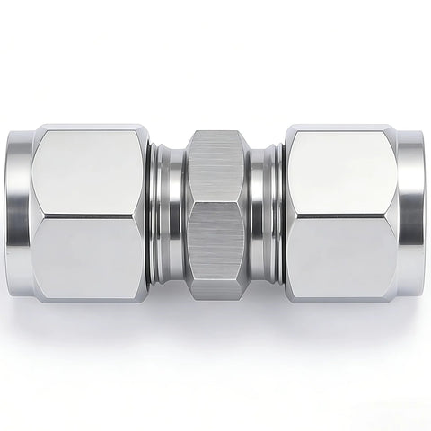 Closmos 304 stainless steel compression tube fitting union, 1/8 in x 1/8 in, pack of 2