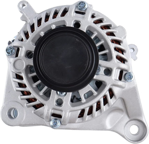 Beefed Up Alternator For Honda Accord 2.4L 2013 2014 2015 2016 2017 Replacement 31100 5A2 A02 front view, silver with black center