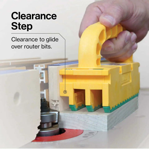 GRR Ripper 2GO Push Block For Routers Jointer Band Saw And Table Saw With Green Grip Non Slip Surface Extreme Grip And Precise Control To Prevent Kickback Made In USA Woodworking Tool For Accurate Cuts in use on a router table