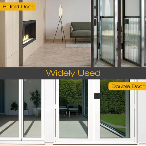 Matte Black Pocket Door Lock Set, No Key Needed Privacy Latch for Bedroom and Bathroom on bi-fold and double doors