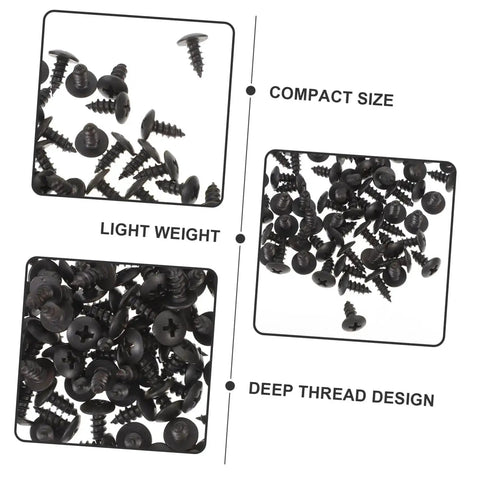 100 Pack M4 X 10mm Iron Screws Set, oxidized carbon steel fasteners with deep thread design for home improvement and woodworking.