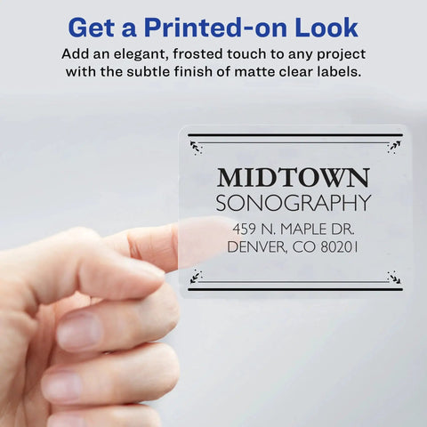 Frosted Clear Full Sheet Shipping Labels For Inkjet Printers 8.5 X 11 Matte Sheets example with printed address