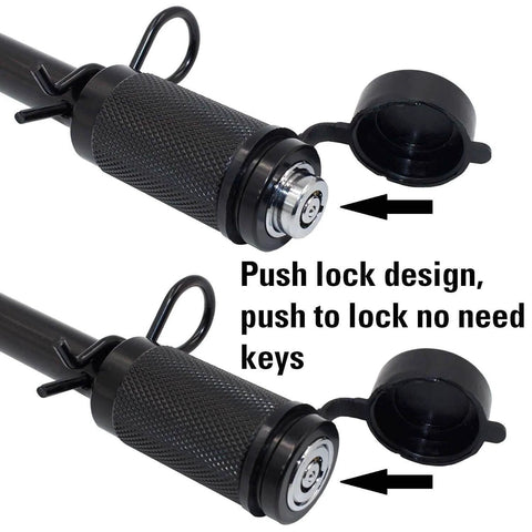 Keyed Alike Five Eighths Inch Diameter Trailer Hitch Lock With Extra Long Four And A Half Inch Span For Three Inch Receivers