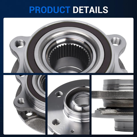 Front And Rear Wheel Bearing And Hub Assembly Set For A4 A5 A6 A7 Quattro Allroad 2008 To 2015 Fits AWD Models 2 Pack