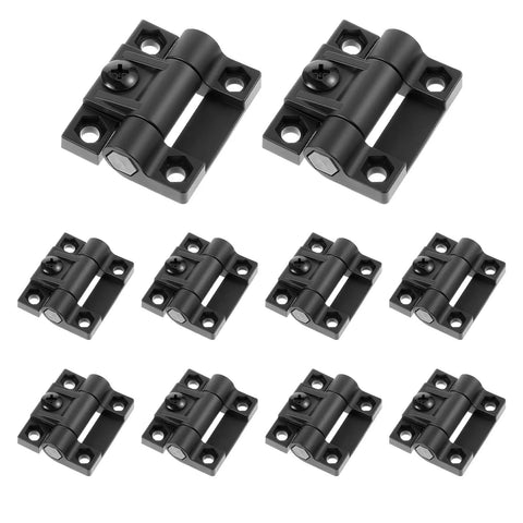 10 Piece Adjustable Torque Door Hinges Set Black Plastic Position Control Hinges 43mm by 36mm With 4 Countersunk Holes