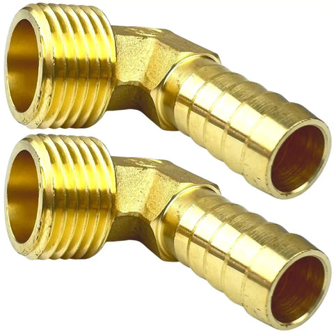 Durable Brass Hose Barbed Elbow Fitting 90 Degree 1/2 Inch Barb to 1/2 Inch NPT Male, 2 Pack for irrigation and DIY use