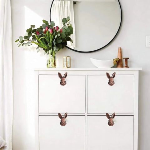 Drawer with Cute 4 Pack Rabbit Drawer Knobs With 3D Bunny Head Design For Kids Rooms And Furniture Zinc Alloy Decorative Cabinet Pulls With Antique Finish Bolwhao