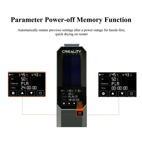 3D Printer Filament Dryer And Storage Box With 360 Degree Hot Air Circulation 80W PTC Heater control panel display