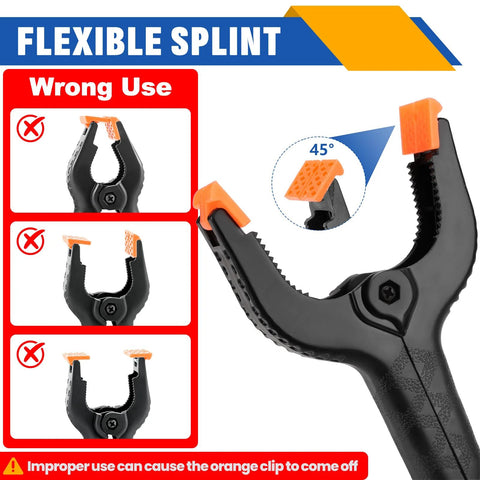Plastic spring clamps 6-inch, 10-pack; black with orange tips for crafts, photography, and backdrops