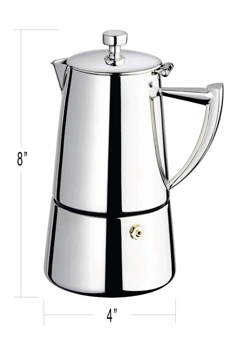 Stainless Steel Stovetop Espresso Maker For 6 Cups Easy To Clean Moka Pot With Heat Resistant Non Reactive Design Barista Grade Brew