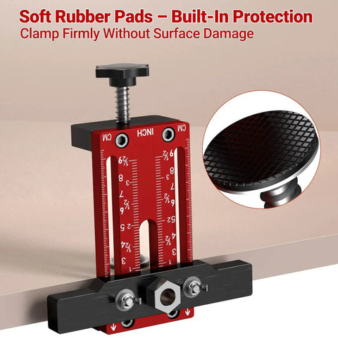 DIY Ready 2-In-1 Cabinet Door Mounting Jig With Drill Bits For Framed And Frameless Cabinets, soft rubber pads visible