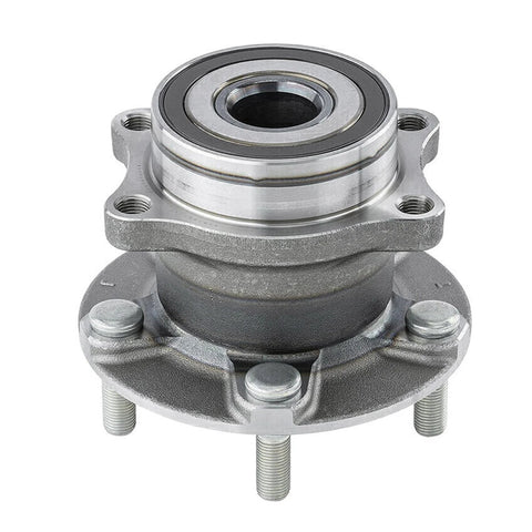 Close-up view of a wheel hub from the Four Piece Front And Rear Wheel Bearing Hubs Assembly For Subaru Legacy Outback Forester WRX STI Ascent 2015 Through 2021 Five Lug Design Durable Wheel Hub Set For Your Ride All Wheel Drive Subarus