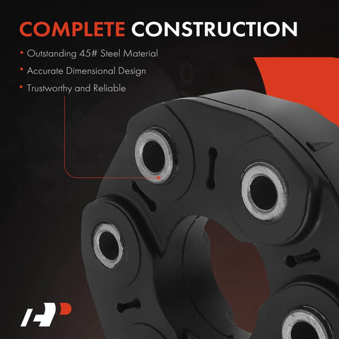 A-Premium drive shaft coupler flex joint propshaft coupling, black metal, front view