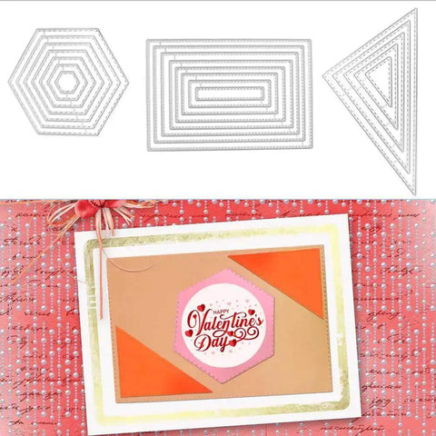Six Piece Cutting Dies Set For Card Making And Scrapbooking Includes Rectangle Circle Triangle Square Oval And Hexagon Dies for DIY crafts