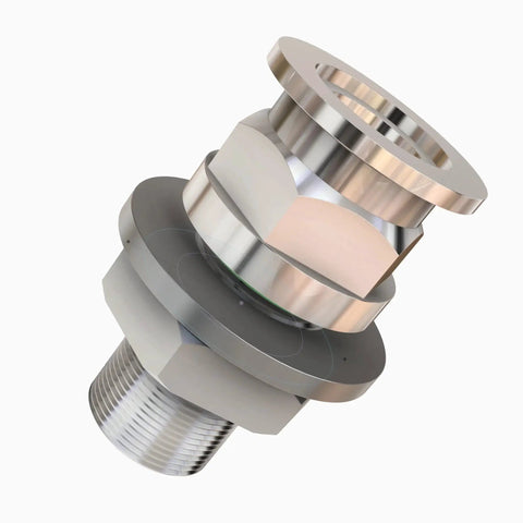 1 Inch Baseplate Feedthrough Bulkhead To KF25 Flange Adapter For Vacuum Chamber Wall, metal construction, close-up angle.