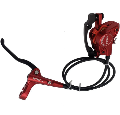 Hydraulic MTB disc brake set WIROJ red with front lever and rear caliper with hose
