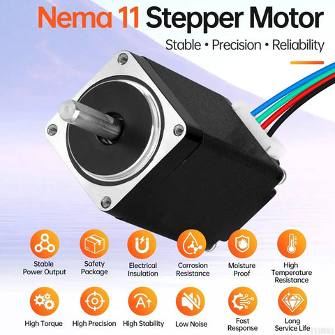 High Torque Nema 11 Stepper Motor 2 Phase 1.8 Degree, 15Ncm Bipolar With 4 Lead Cable 1M for 3D Printers and CNC Machines