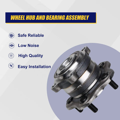 512388 Rear Wheel Bearing And Hub Assembly 2 Pack With 5 Lug And ABS For Nissan Altima Maxima Murano displayed against labeled features