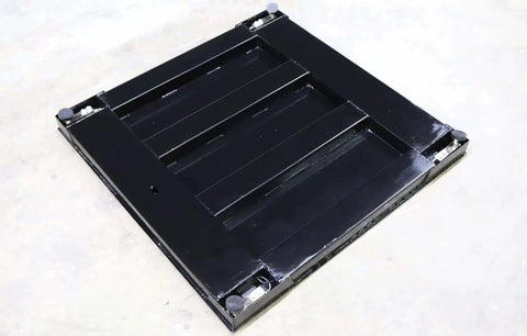 Top view of Beefy Heavy Duty Floor Scale For Pallets And Shipping, 48 By 48 Inch Industrial Platform Scale, black metal