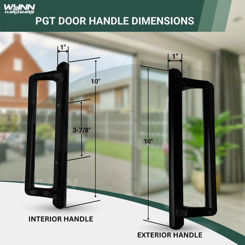 10 Inch Sliding Glass Door Handle Replacement For Patio Doors With 3 7/8 Inch Center Hole Spacing Black Aluminum Handle Set