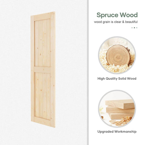 Side view of spruce solid wood door from the Double Sliding Barn Door Slab Kit 48x84 Inches Total With Spruce Solid Wood 24x84 Each Door 8ft Hardware Track Complete Kit Easy No Fuss DIY Assembly Farmhouse Rustic Style For Tight Openings And Modern Interiors, showing wood grain and quality construction details.