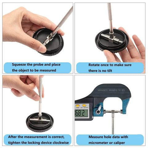 Versatile Pro Grade Gear Telescoping Bore Gauge Set For Precise Inside Hole Measurements Five Sixteenth Inch To Six Inch Range In Stainless Steel With Pouch High Precision T Gauge Kit For Machinists And Hobby Metalwork in use.